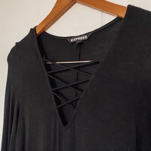 Long Sleeve Strappy Front Dress